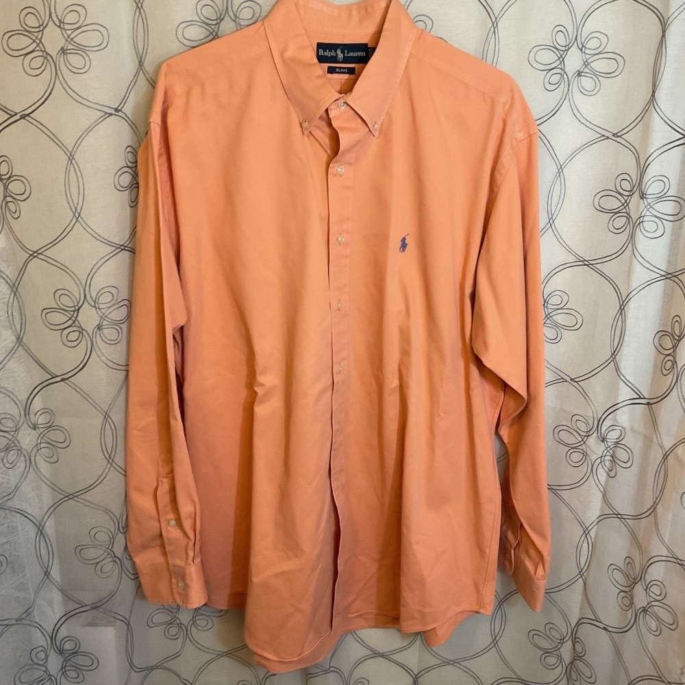 Men's Ralph Lauren Peach Long Sleeve Button Up Size XLarge
